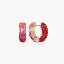 Prismatic Pink Holiday Sparkle Reversible Hoop Earrings — Small