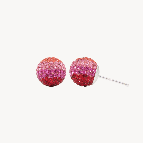 Prismatic Pink Holiday Sparkle Ball Stud Earrings - 10mm - Hillberg & Berk