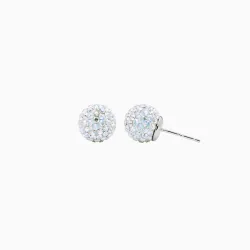 Birthstone (April) Sparkle Ball Stud Earrings 10mm - Hillberg & Berk