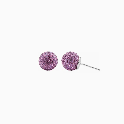 Birthstone (February) Sparkle Ball Stud Earrings 10mm - Hillberg & Berk