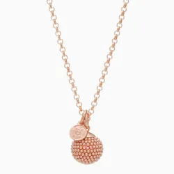 Rose Gold Pearl Sparkle Ball Long Necklace- Hillberg & Berk