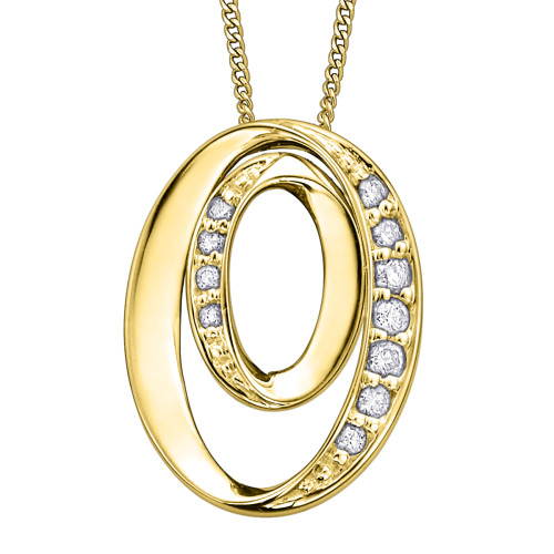 Double Oval Diamond Set Necklace- 0.10ct TDW