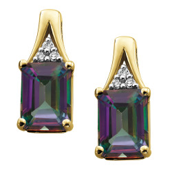 Mystic Topaz and Diamond Earrings- 0.03ct TDW