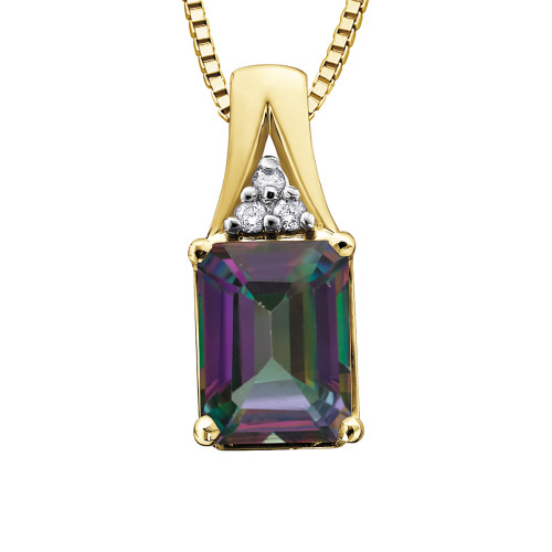 Mystic Topaz and Diamond Necklace- 0.03ct TDW