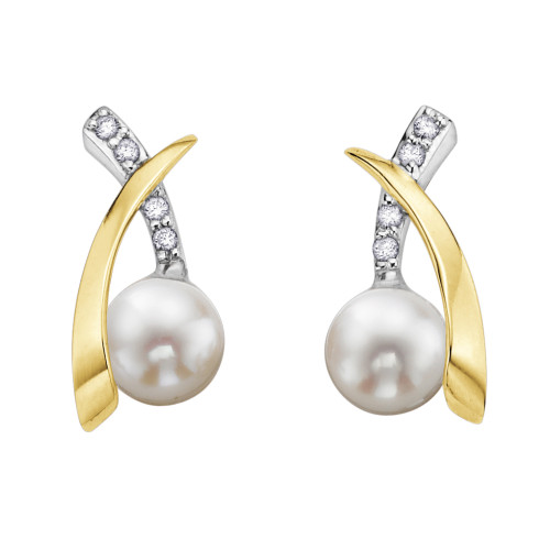 Pearl and Diamond Earrings- 0.04ct TDW