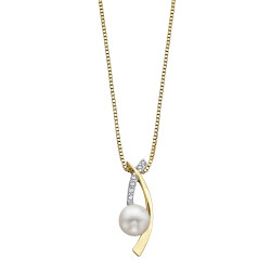 Pearl and Diamond Necklace- 0.03ct TDW