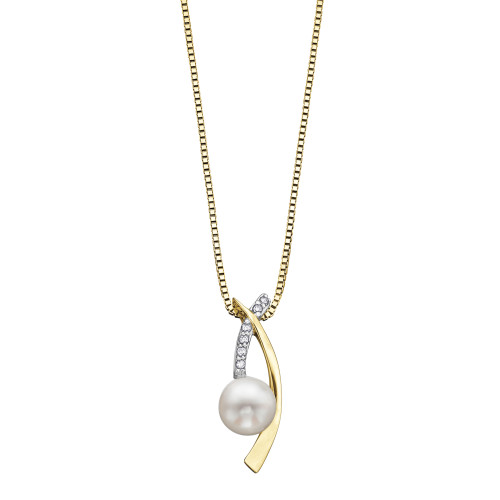 Pearl and Diamond Necklace- 0.03ct TDW