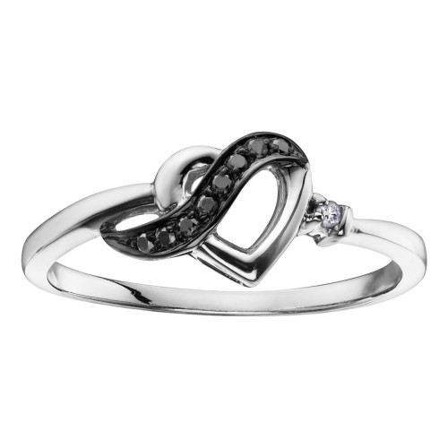 Black Diamond Heart Ring- 0.05ct TDW