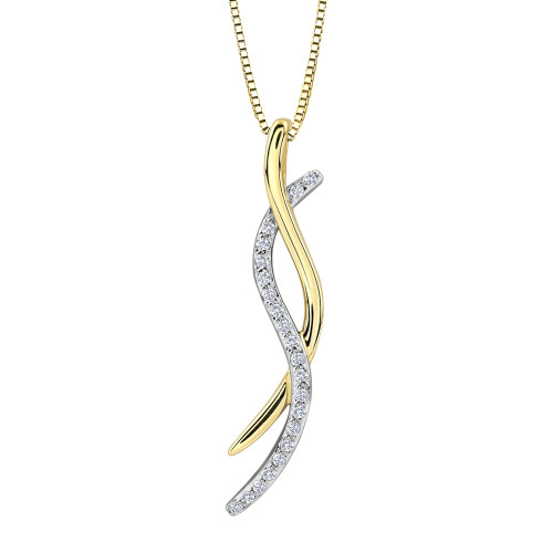 Diamond and Yellow Gold Necklace- 0.12ct TDW