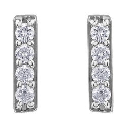Diamond Bar Stud Earrings- White Gold, 0.07ct TDW