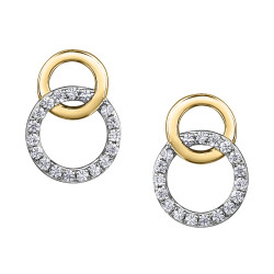 Double Circle Diamond Earrings- 0.14ct TDW