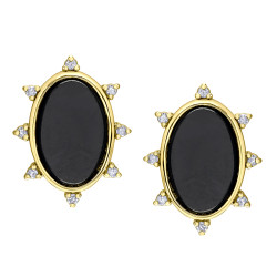 Onyx and Diamond Earrings- 0.12ct TDW