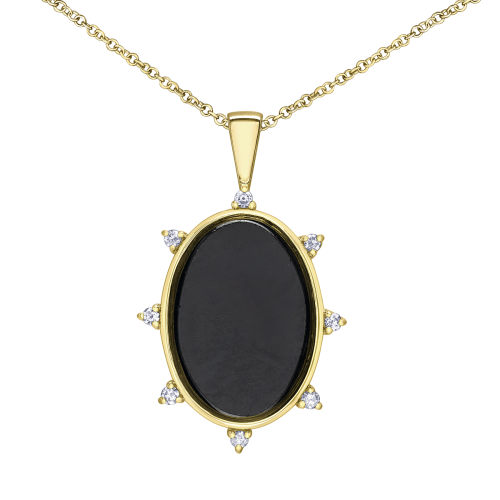 Onyx and Diamond Necklace- 0.12ct TDW
