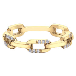 Diamond and Yellow Gold Link Ring- 0.15ct TDW