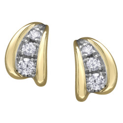 Diamond Earrings with Yellow and White Gold- 0.10ct TDW