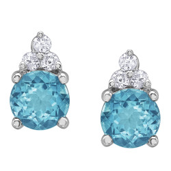 Blue Topaz and Diamond Earrings- 0.04ct TDW