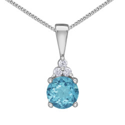 Blue Topaz & Diamond Necklace- 0.03ct TDW