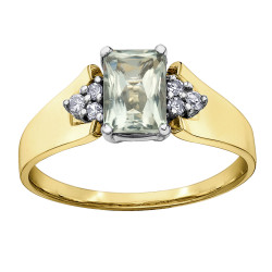 Green Amethyst and Diamond Ring- 0.09ct TDW