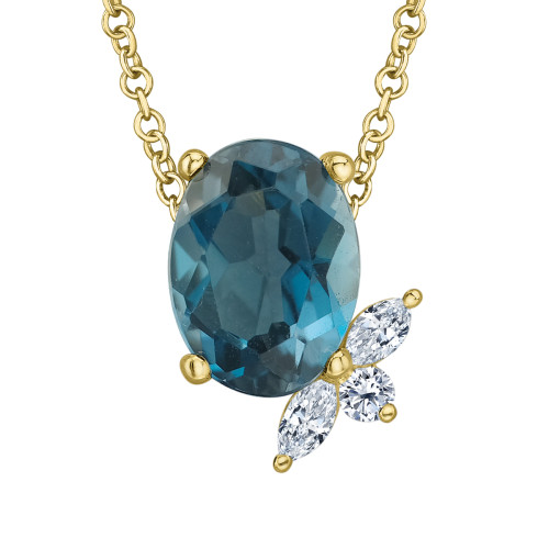 London Blue Topaz and Diamond Necklace- 0.07ct TDW