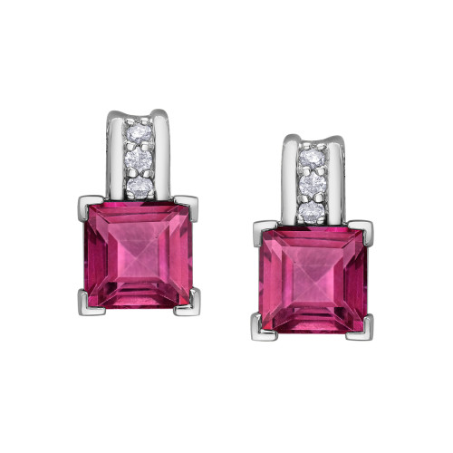 Pink Topaz and Diamond Earrings- 0.06ct TDW
