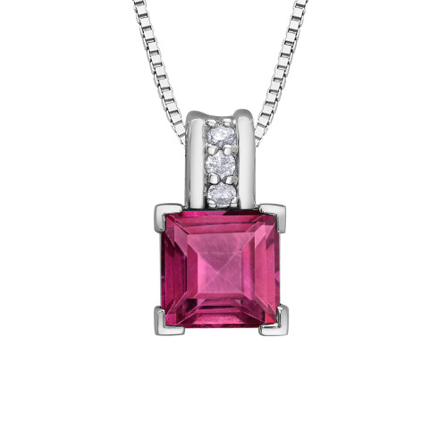 Pink Topaz and Diamond Necklace- 0.04ct TDW