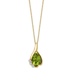 Peridot and Diamond Necklace- 0.04ct TDW