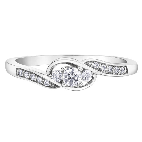Three Stone Diamond Ring with Side Diamonds- 0.20ct TDW