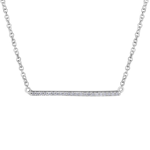 Diamond Bar Necklace- White Gold, 0.10ct TDW