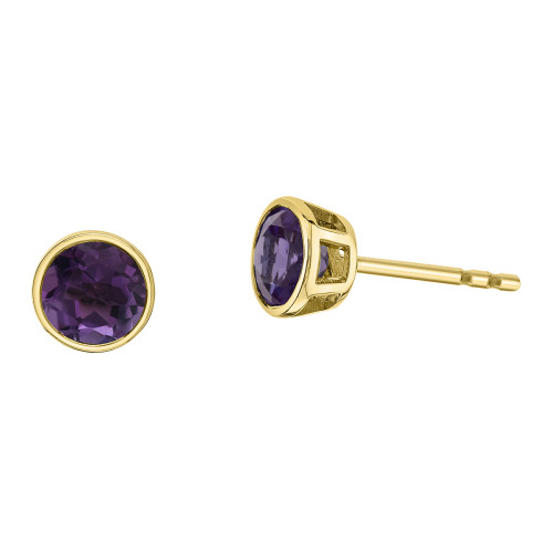 Amethyst Bezel Set Earrings (February Birthstone)