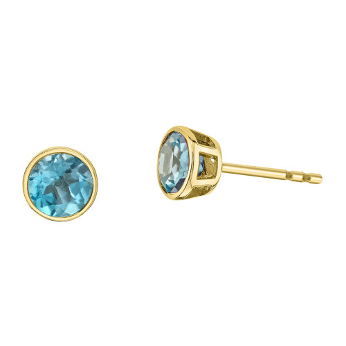 Blue Topaz Bezel Set Earrings (December Birthstone)