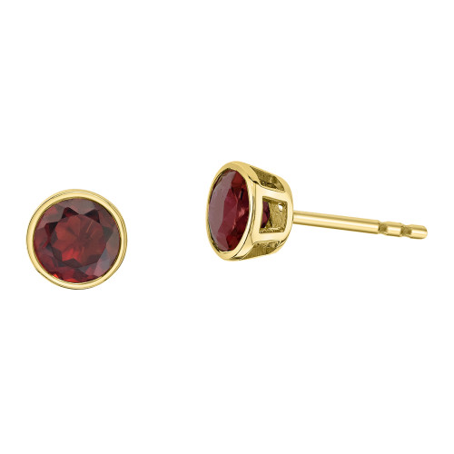 Garnet Bezel Set Earrings (January Birthstone)