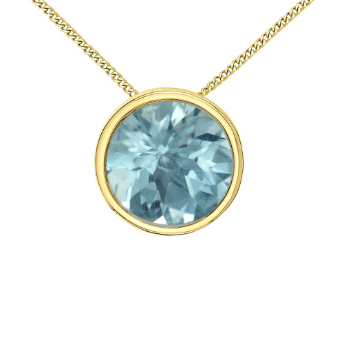 Aquamarine Bezel Set Necklace (March birthstone)