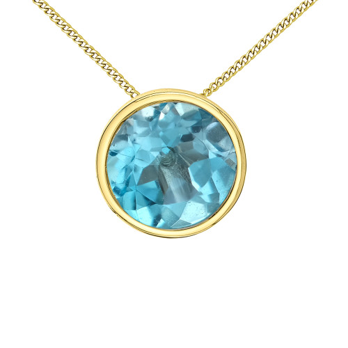 Blue Topaz Bezel Set Necklace