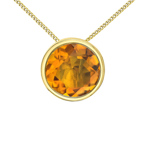 Citrine Bezel Set Gold Necklace (November birthstone)