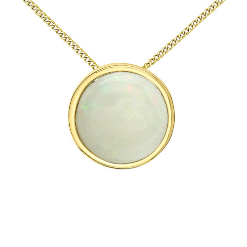 Opal Bezel Set Necklace (October Birthstone)