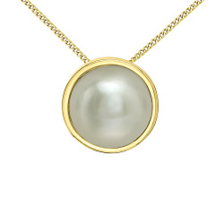 Pearl Bezel Set Necklace`(June birthstone)