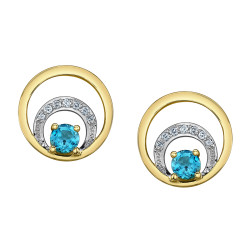 Blue Topaz and Diamond Earrings- 0.04ct TDW