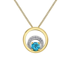 Blue Topaz and Diamond Necklace- 0.03ct TDW