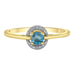 Blue Topaz and Diamond Ring- 0.03ct TDW