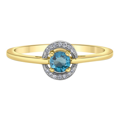 Blue Topaz and Diamond Ring- 0.03ct TDW