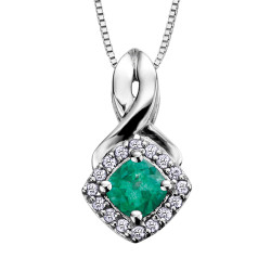 Emerald and 0.08ct TDW Diamond Pendant (May Birthstone)