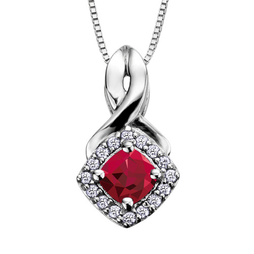 Garnet and 0.08ct TDW Diamond Necklace (January Birthstone)