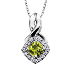 Peridot and 0.08ct TDW Diamond Necklace (August Birthstone)