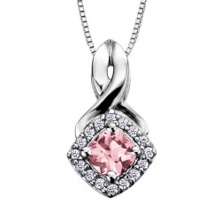Pink Tourmaline and 0.08ct TDW Diamond Necklace (June Birthstone)