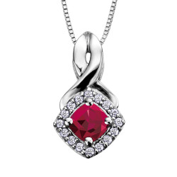Ruby and 0.08ct TDW Diamond Necklace (July Birthstone)