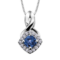 Sapphire and 0.08ct TDW Diamond Necklace (September Birthstone)