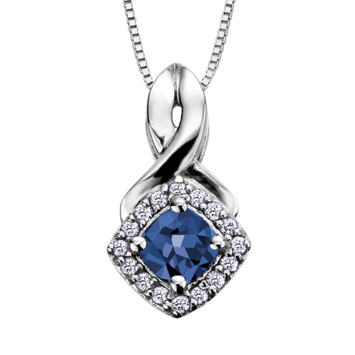 Sapphire and 0.08ct TDW Diamond Necklace (September Birthstone)