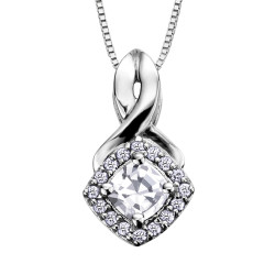 White Zircon and 0.08ct TDW Diamond Necklace