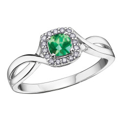 Emerald and 0.07ct TDW Diamond Ring (May Birthstone)