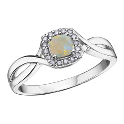 Opal and 0.07ct TDW Diamond Ring (October Birthstone)